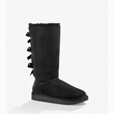 Botas UGG Bailey Bow Tall II Mulher Pretas | PT-GXILN